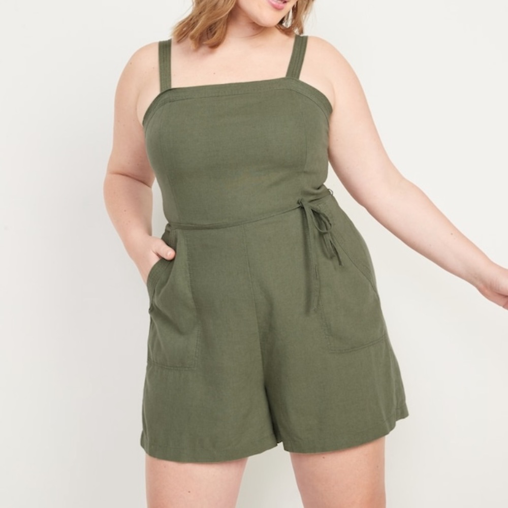 NWT XXL Old Navy Green Linen Blend Romper